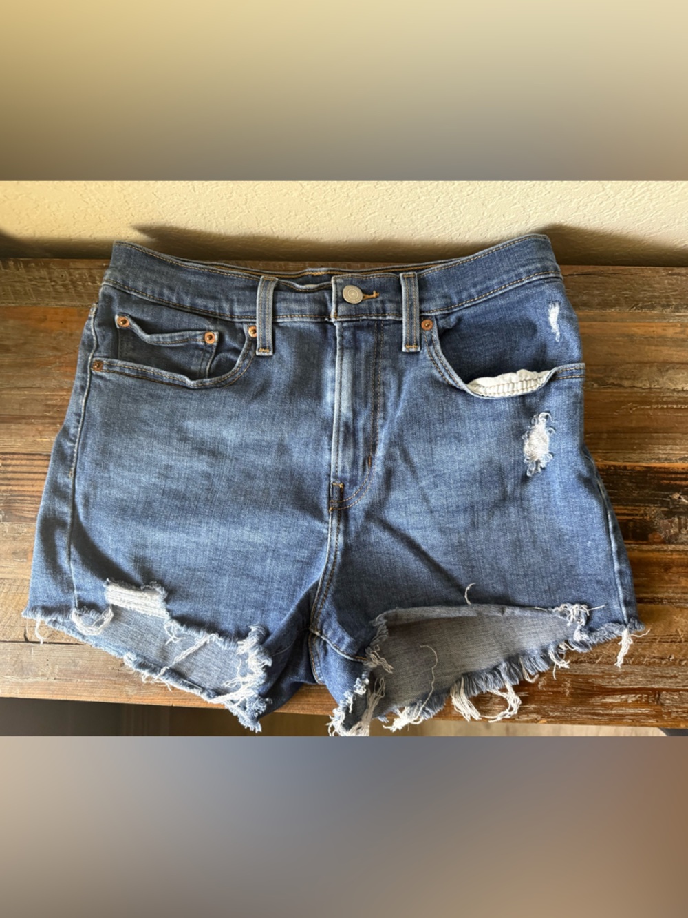 Distressed Denim High-Rise Women’s Shorts - Levi’s Size 30